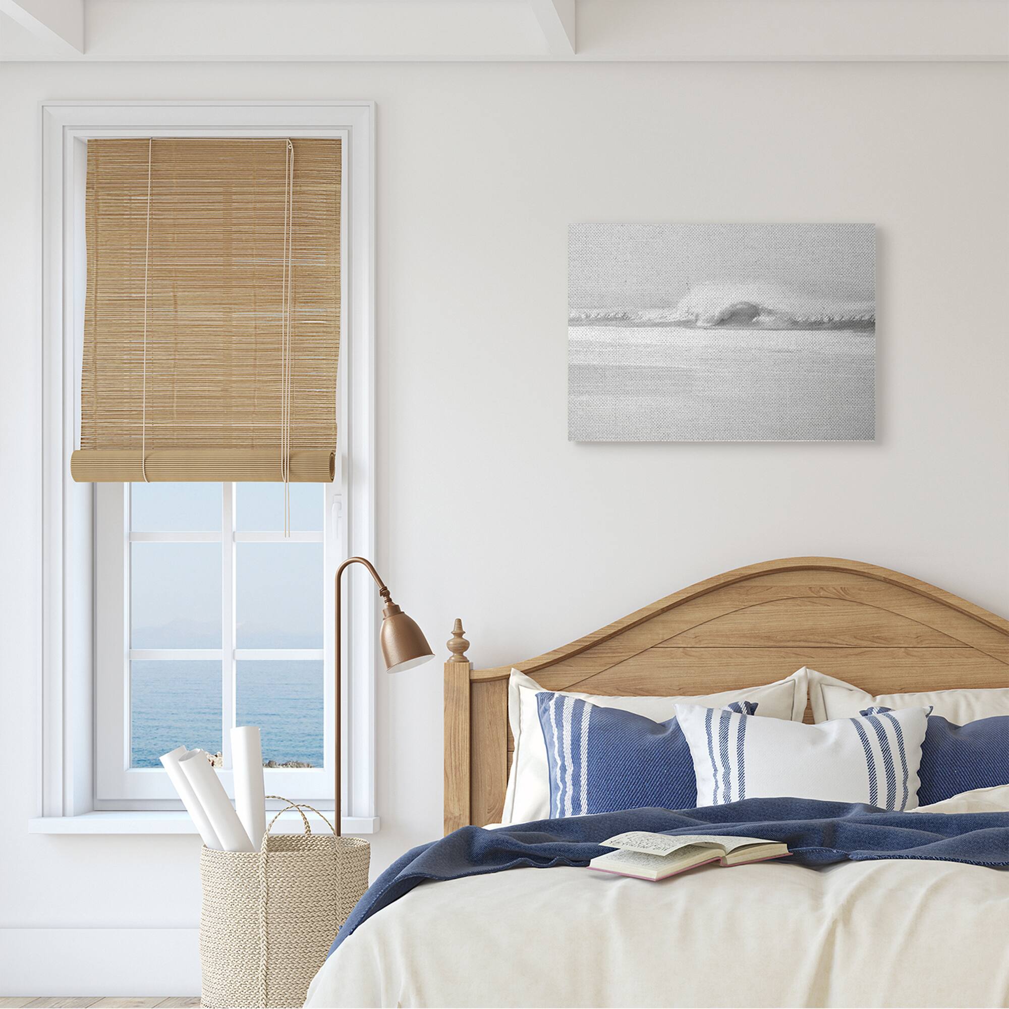 Stupell Industries Waves Crashing onto Beach Black and White Canvas Wall Art